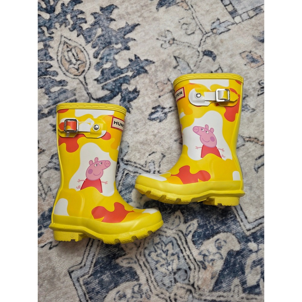 Hunter x Peppa Pig 9G/8B Yellow Classic Slip on Muddy Puddle Rain Snow Boots